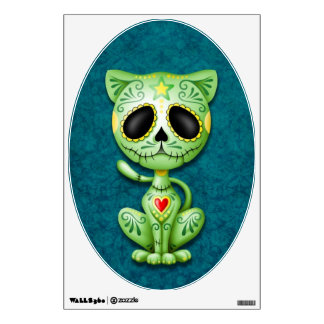 Green and Blue Zombie Sugar Kitten Wall Sticker