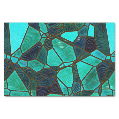 Green and Blues Sea Glass Effect Stained Glass Tissue Paper