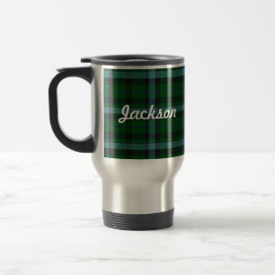 Green and Blues Tartan Plaid Pattern Travel Mug
