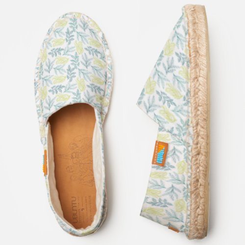 Green And Bluish Leaves Against The White Backdrop Espadrilles