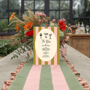 Green and Blush Pink Striped “Drinks Menu” Wedding Poster