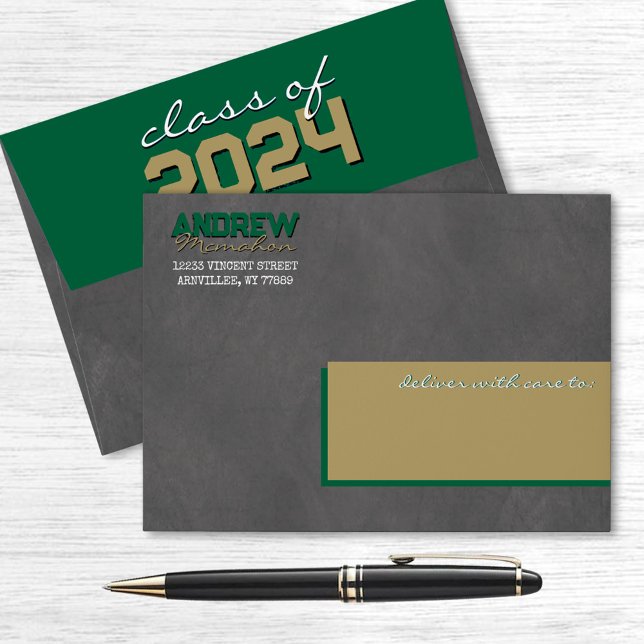 Green and Bronze Graduation Chalkboard Envelopes (Creator Uploaded)