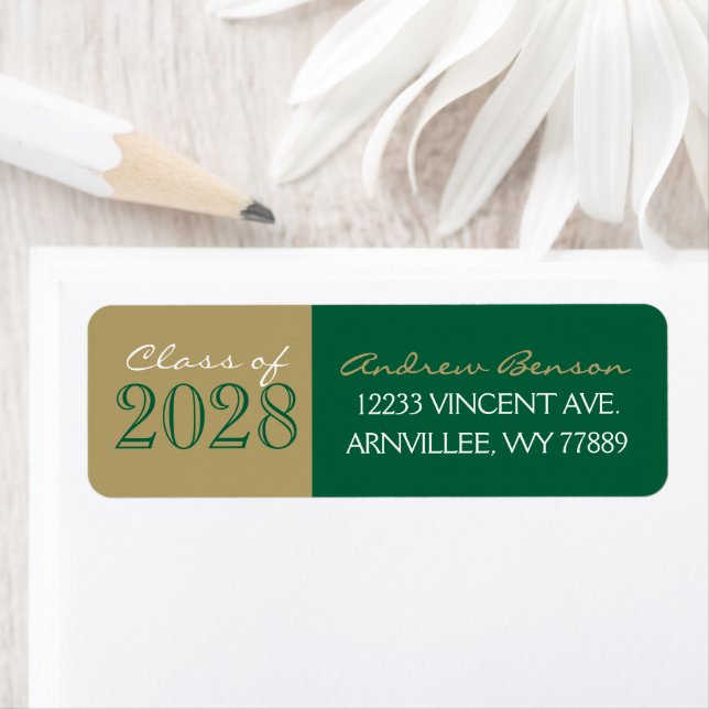 Green and Bronze Graduation Return Address Labels (Insitu)
