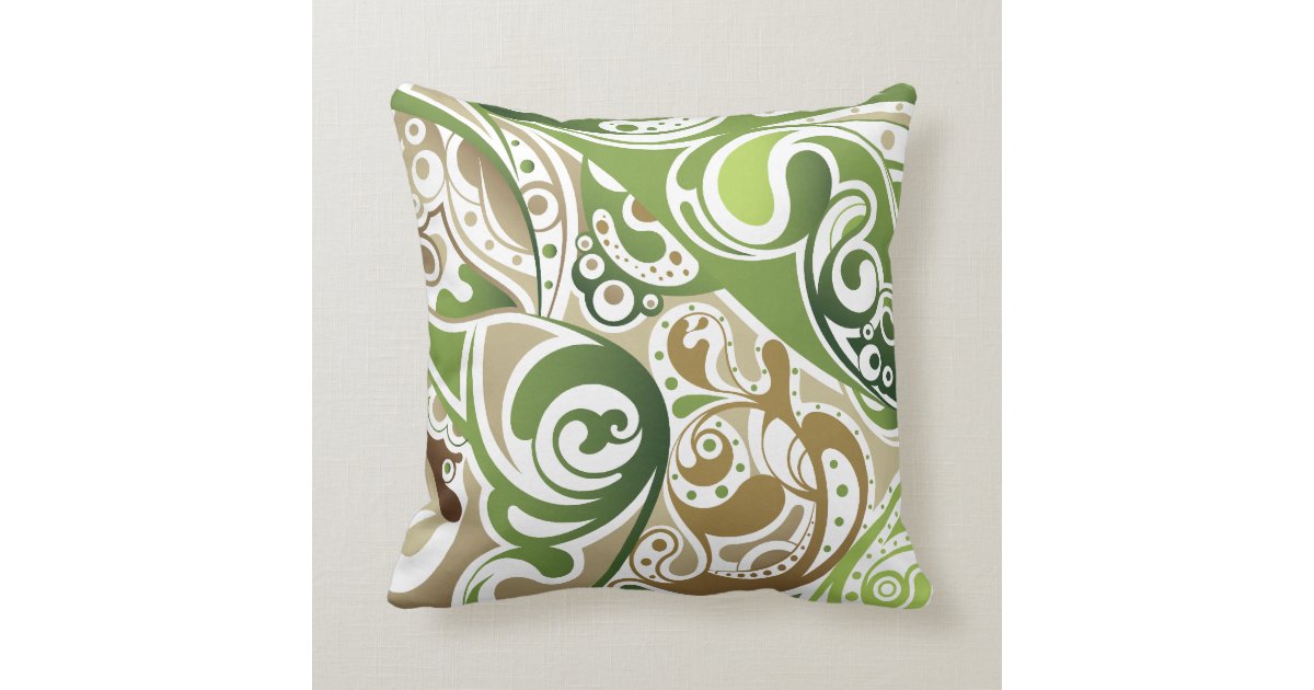 Green and Brown Abstract Throw Pillow
