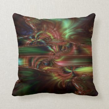 Green and Brown Abstract Throw Pillow