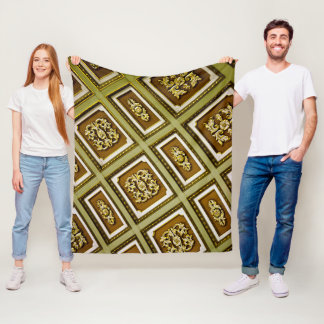 Green and Brown Architecture Print Fleece Blanket