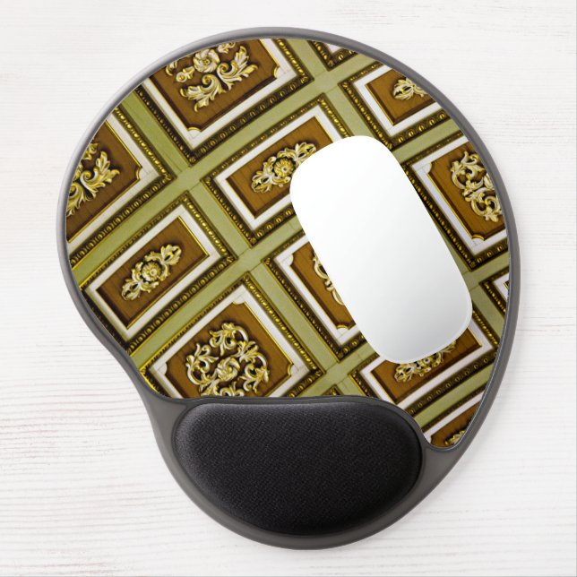 Green and Brown Architecture Print Gel Mouse Pad (Left Side)