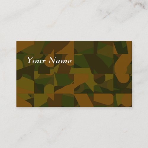 Green and Brown Camo, Abstract Pattern. Business Cards
