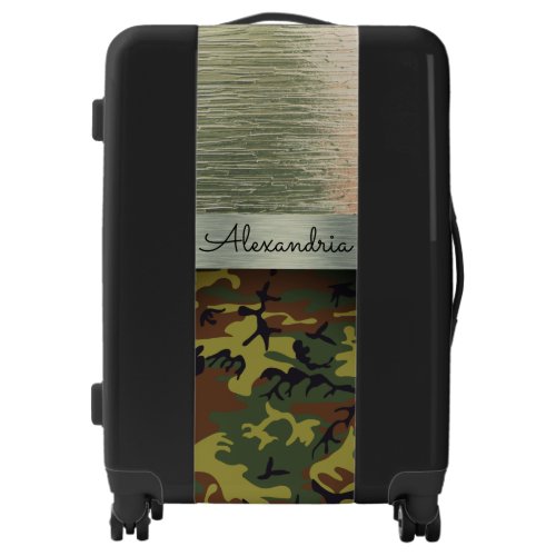 Green and Brown Camo Personalized Luggage