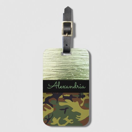 Green and Brown Camo Personalized Luggage Tag