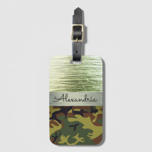 Green and Brown Camo Personalized Luggage Tag