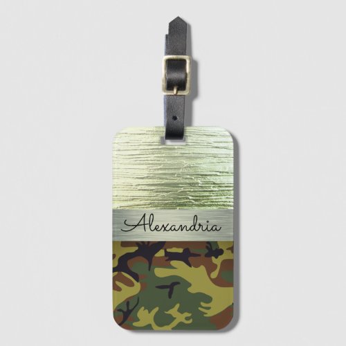 Green and Brown Camo Personalized Luggage Tag