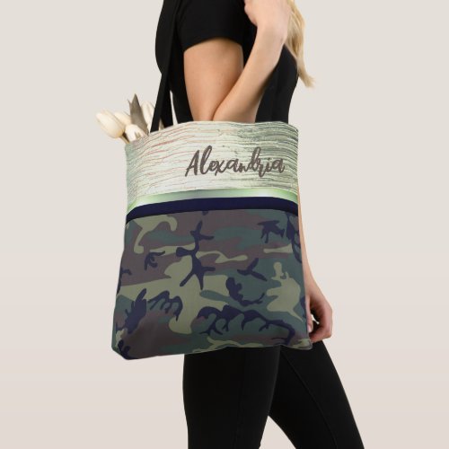 Green and Brown Camo Shimmery Chic Tote Bag