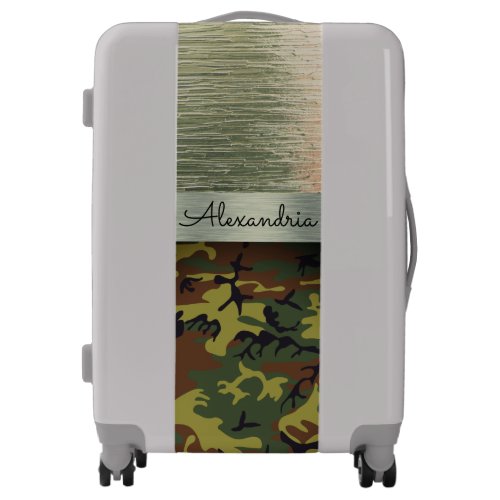 Green and Brown Camo Shimmery Green Luggage