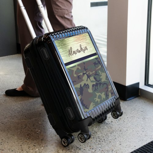 Green and Brown Camo Shimmery  Luggage