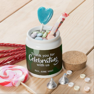 Green and Brown Camo Thank you for Celebrating Candy Jar