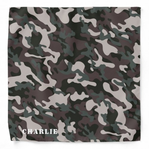 Green and brown camouflage custom name bandana