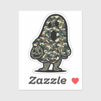 Green and Brown Camouflage Ghost Sticker