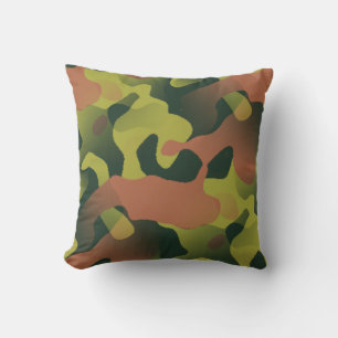 Green and Brown Camouflage Pattern Throw Pillow