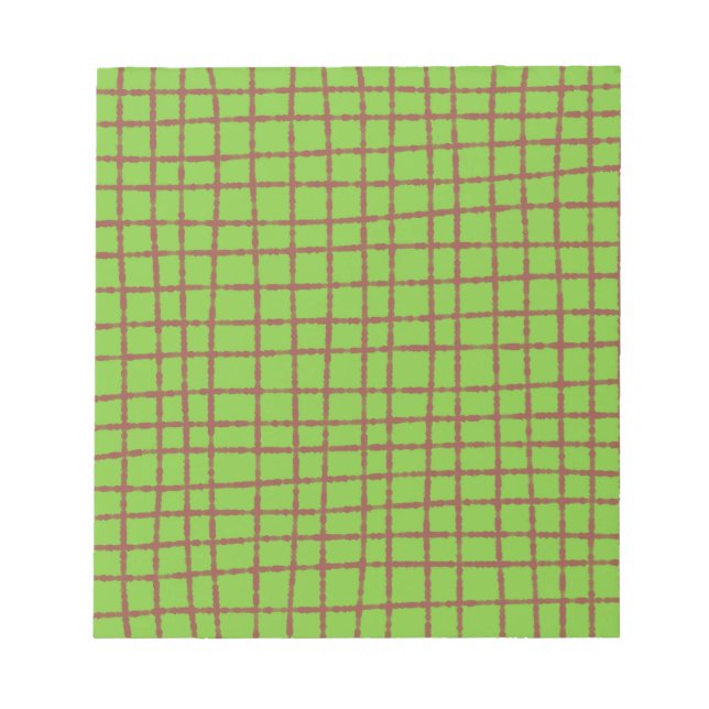 Green and Brown Check Pattern Elegant Notepad (Front)