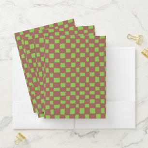 Green and Brown Checkerboard Pattern Classic Pocket Folder