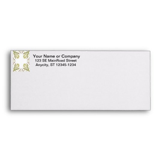 Green and brown corner kaleidoscope flowers envelope