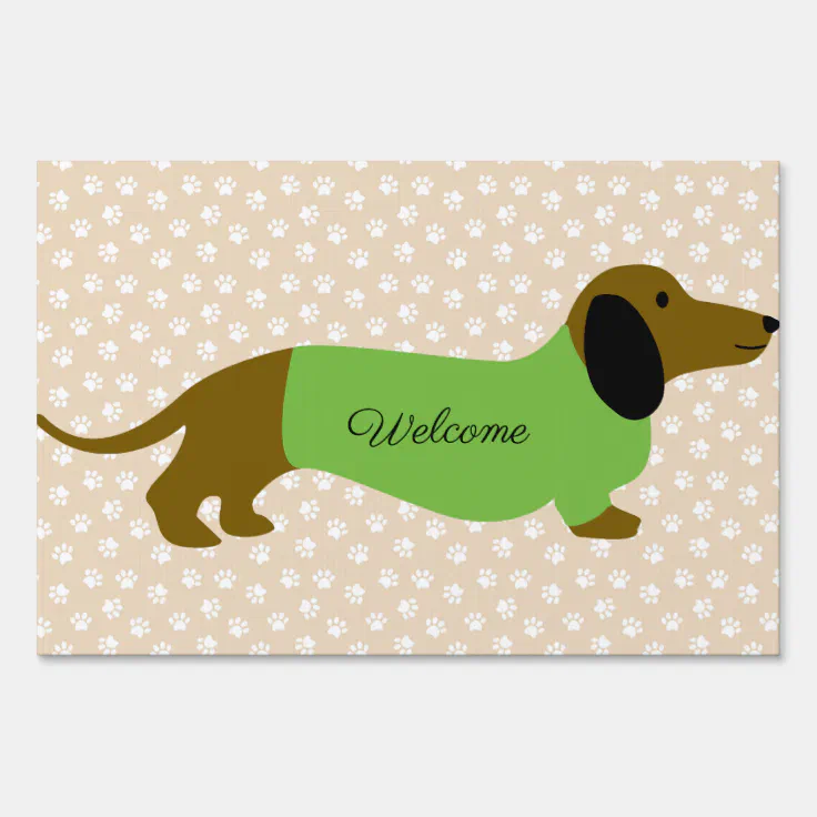 Green and Brown Dachshund Door Mat Sign Zazzle