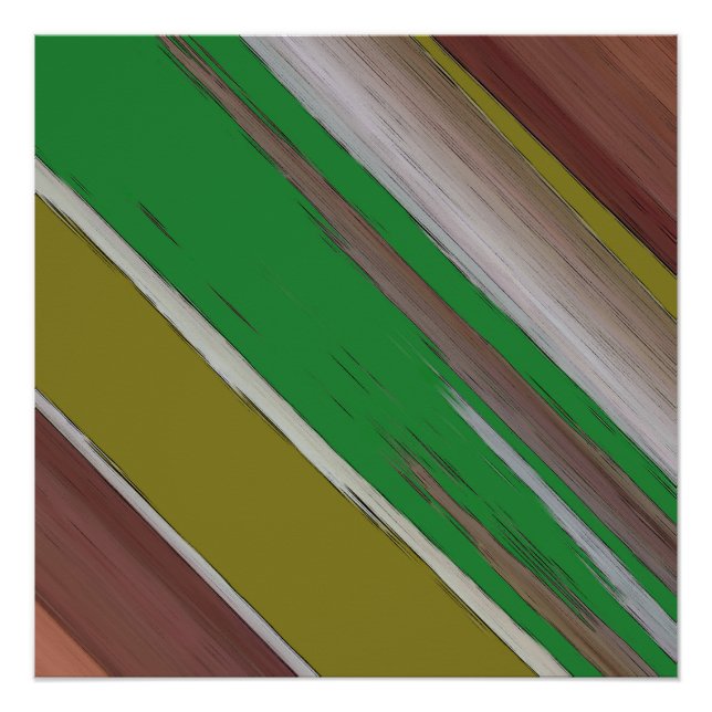 Green And Brown Diagonal Abstract Poster (Front)