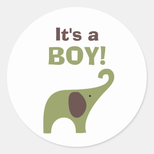 Green and Brown Elephant Baby Shower Seal