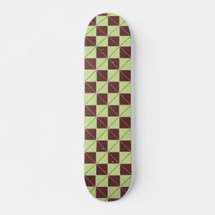 Green and Brown Geo Plaid Skateboard Deck
