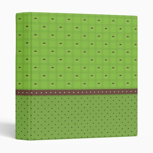 Green and Brown Half Circle Plaid Pattern 3 Ring Binder