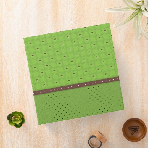 Green and Brown Half Circle Plaid Pattern 3 Ring Binder