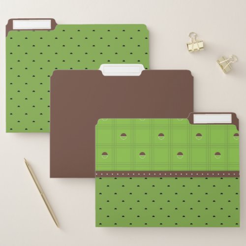 Green and Brown Half Circle Plaid Pattern File Folder