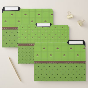 Green and Brown Half Circle Plaid Pattern File Folder