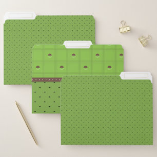 Green and Brown Half Circle Plaid Pattern File Folder