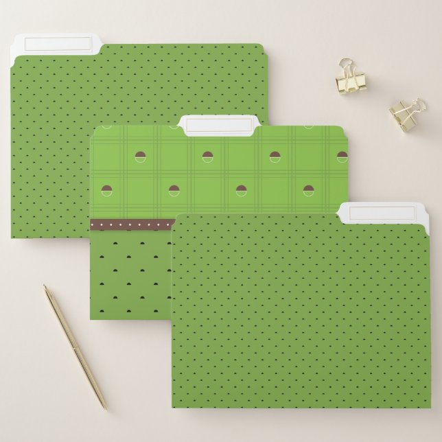 Green and Brown Half Circle Plaid Pattern File Folder (Set)
