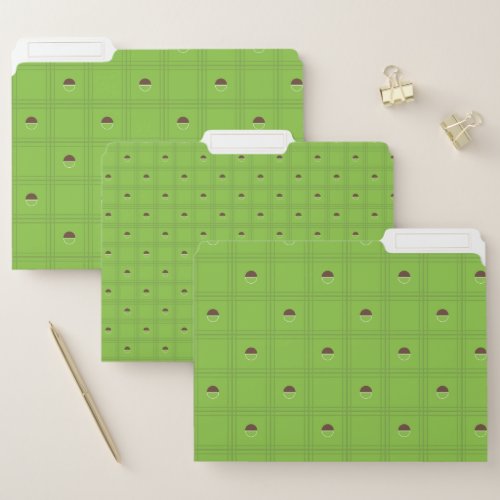 Green and Brown Half Circle Plaid Pattern File Folder