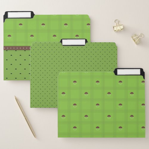 Green and Brown Half Circle Plaid Pattern File Folder