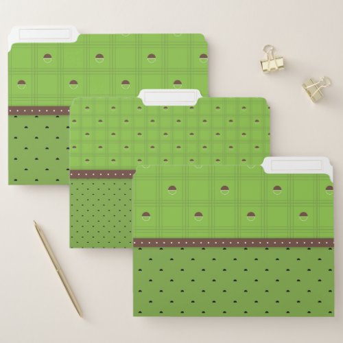 Green and Brown Half Circle Plaid Pattern File Folder