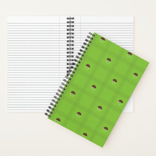 Green and Brown Half Circle Plaid Pattern Notebook