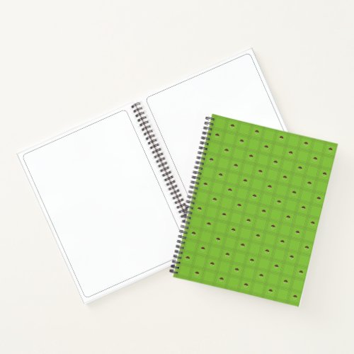 Green and Brown Half Circle Plaid Pattern Notebook