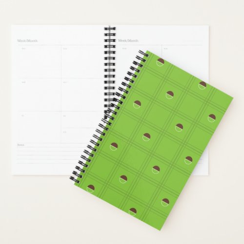 Green and Brown Half Circle Plaid Pattern Planner