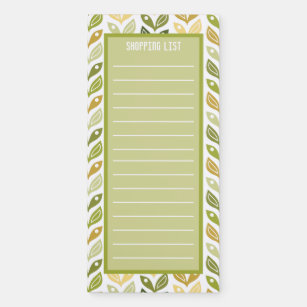 Green and Brown Hand Drawn Retro Vines Leaves Magnetic Notepad