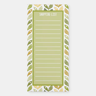 Green and Brown Hand Drawn Retro Vines Leaves Magnetic Notepad