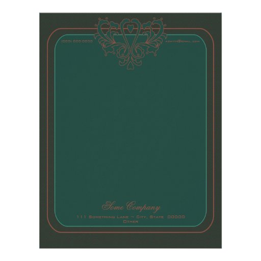 Green And Brown Heart Damask Letterhead Template on PopScreen