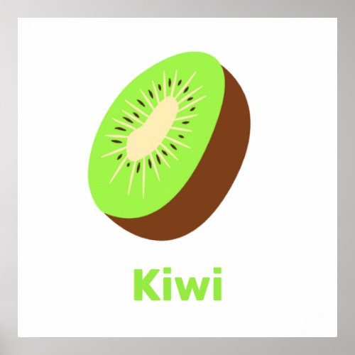 Green and brown kiwi with words poster
