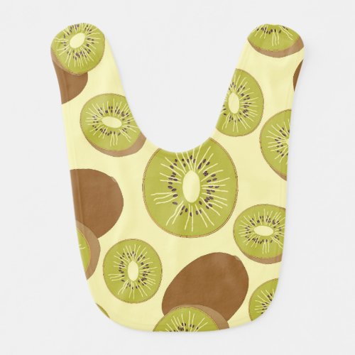 Green and brown kiwifruit pattern baby bib