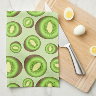 Green And Brown Kiwifruit Pattern Kitchen Towel