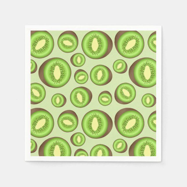 Green And Brown Kiwifruit Pattern Napkins (Front)