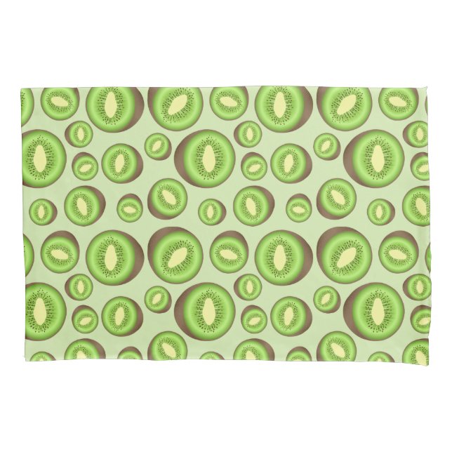 Green And Brown Kiwifruit Pattern Pillow Case (Front)